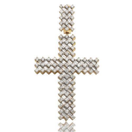 10KY 1.75CTW BAGUETTE DIAMOND CROSS PENDANT - Johnny Dang & Co