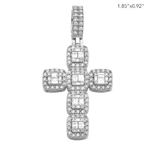 14KW 1.80CTW BAGUETTE DIAMOND CROSS PENDANT - Johnny Dang & Co