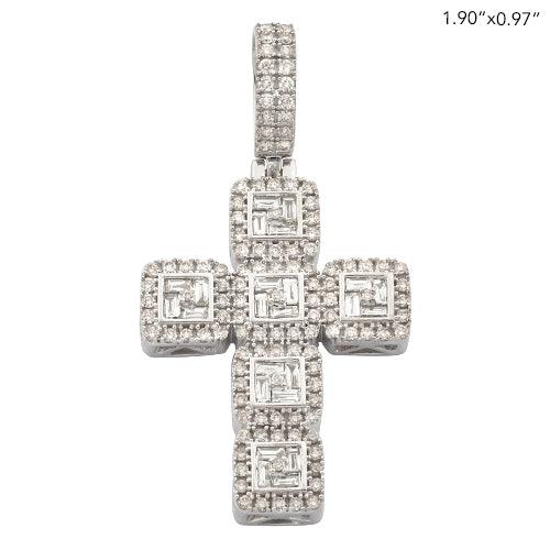 14KW 1.80CTW BAGUETTE DIAMOND CROSS PENDANT - Johnny Dang & Co