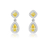 Sterling Silver Micro Pave Teardrop With Yellow CZ Center and Sqaure on Top Earrings (80 stones) - Johnny Dang & Co