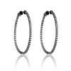 Sterling Silver Black Plated Inside Outside CZ Large Hoop Earrings - Johnny Dang & Co