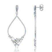 Sterling Silver Large Open Marquise with Multi Shaped CZ Earrings - Johnny Dang & Co