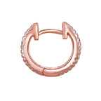 Sterling Silver Baguette CZ Small Hoop Earrings - Rose Gold Plated - Johnny Dang & Co