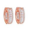 Sterling Silver Baguette CZ Small Hoop Earrings - Rose Gold Plated - Johnny Dang & Co