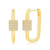 Sterling Silver Micro Pave CZ Oval Carabiner Paperclip Earrings - Gold Plated - Johnny Dang & Co