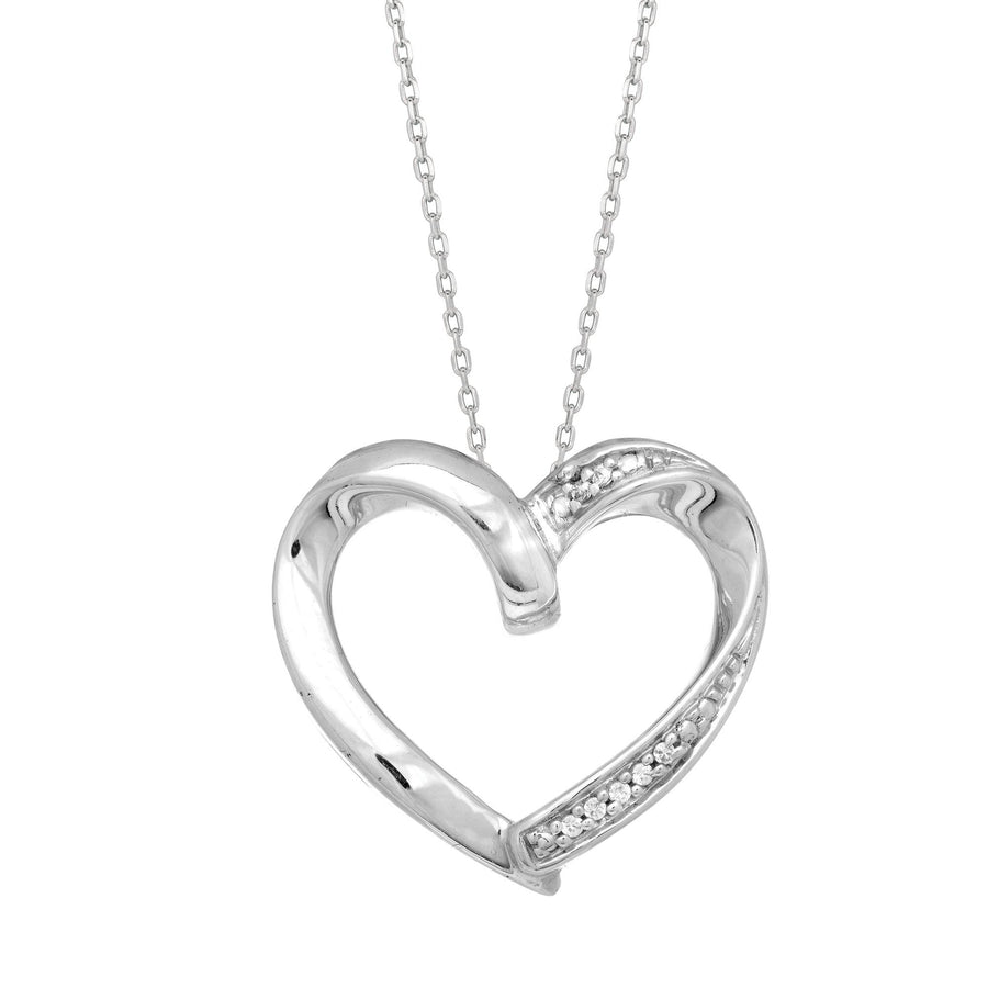 Silver Diamond Accent .03ct Heart Necklace - Johnny Dang & Co