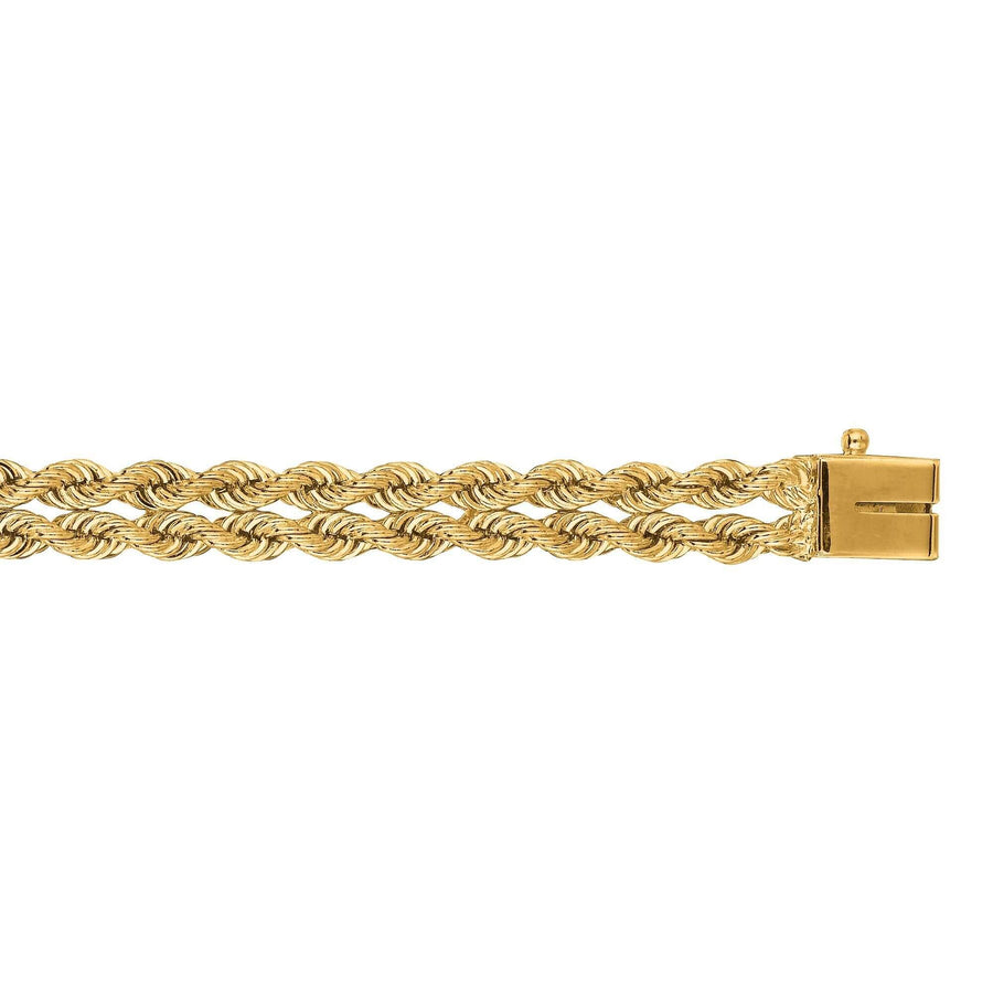 14kt 7 inches Yellow Gold 6.0mm Diamond Cut Multi Line Rope Chain with Box Catch Clasp - Johnny Dang & Co
