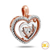 14KR 0.20CTW DANCING DIAMOND DOUBLE HEART PENDANT - Johnny Dang & Co