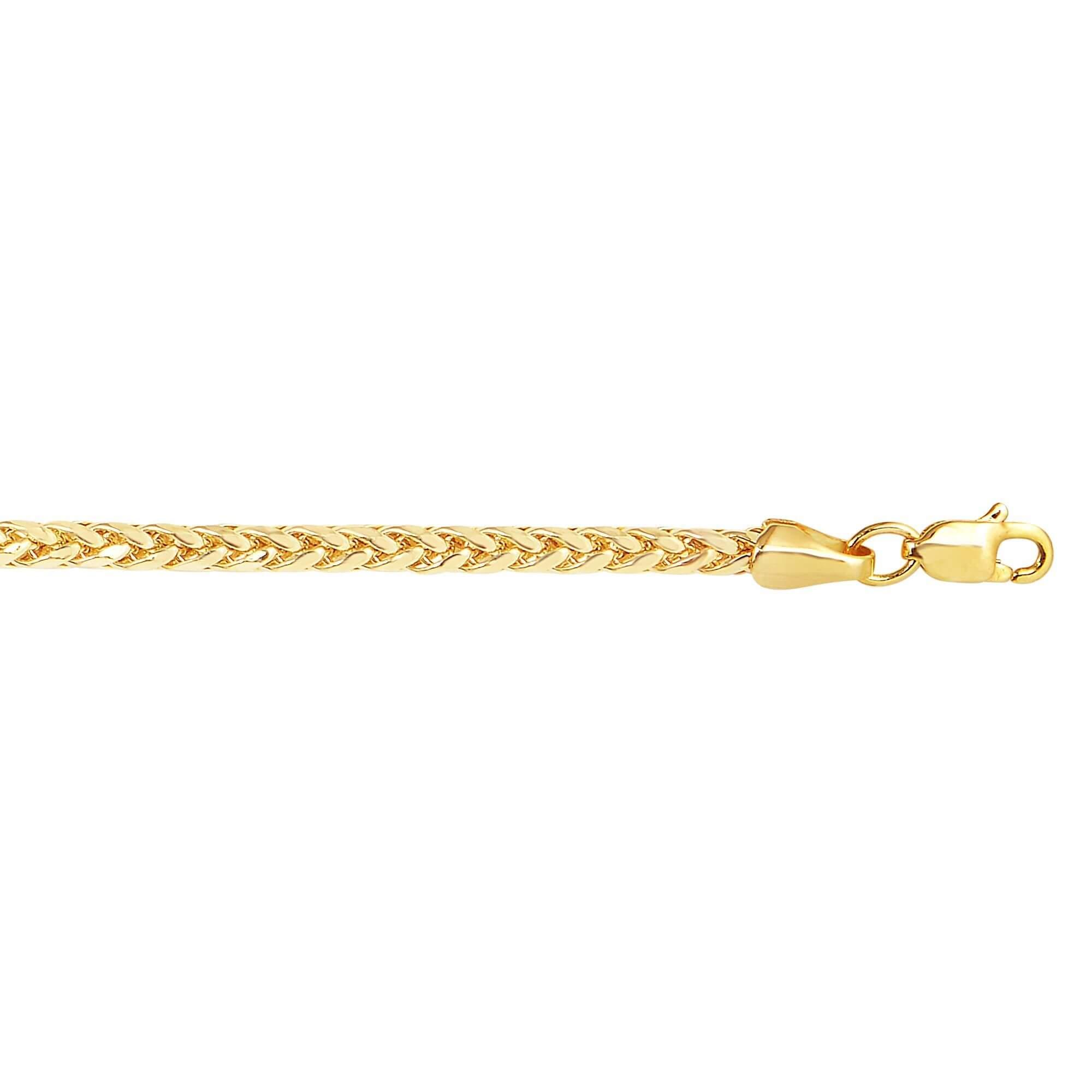 14kt 7.5 inches Yellow Gold 2.7mm Diamond Cut Lite Franco Bracelet with Lobster Clasp - Johnny Dang & Co