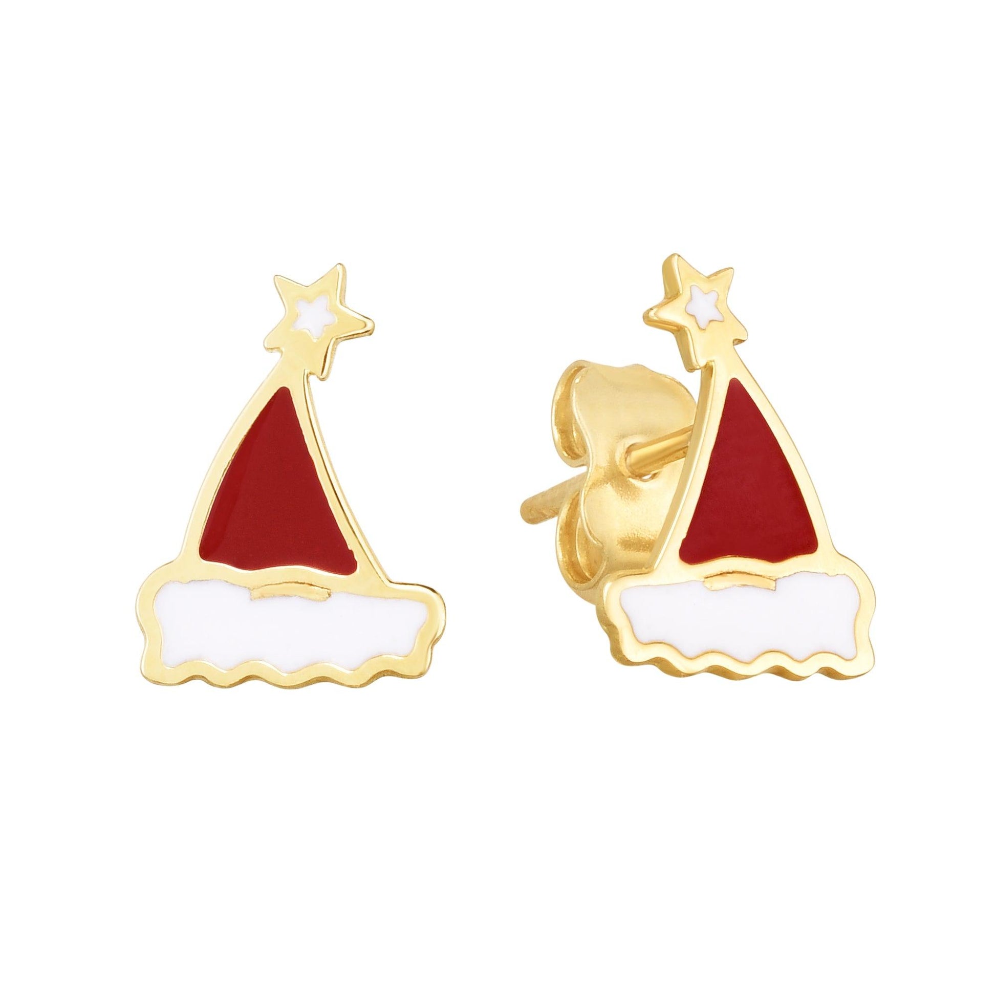 14K Gold Santa Hat Stud Earring - Johnny Dang & Co