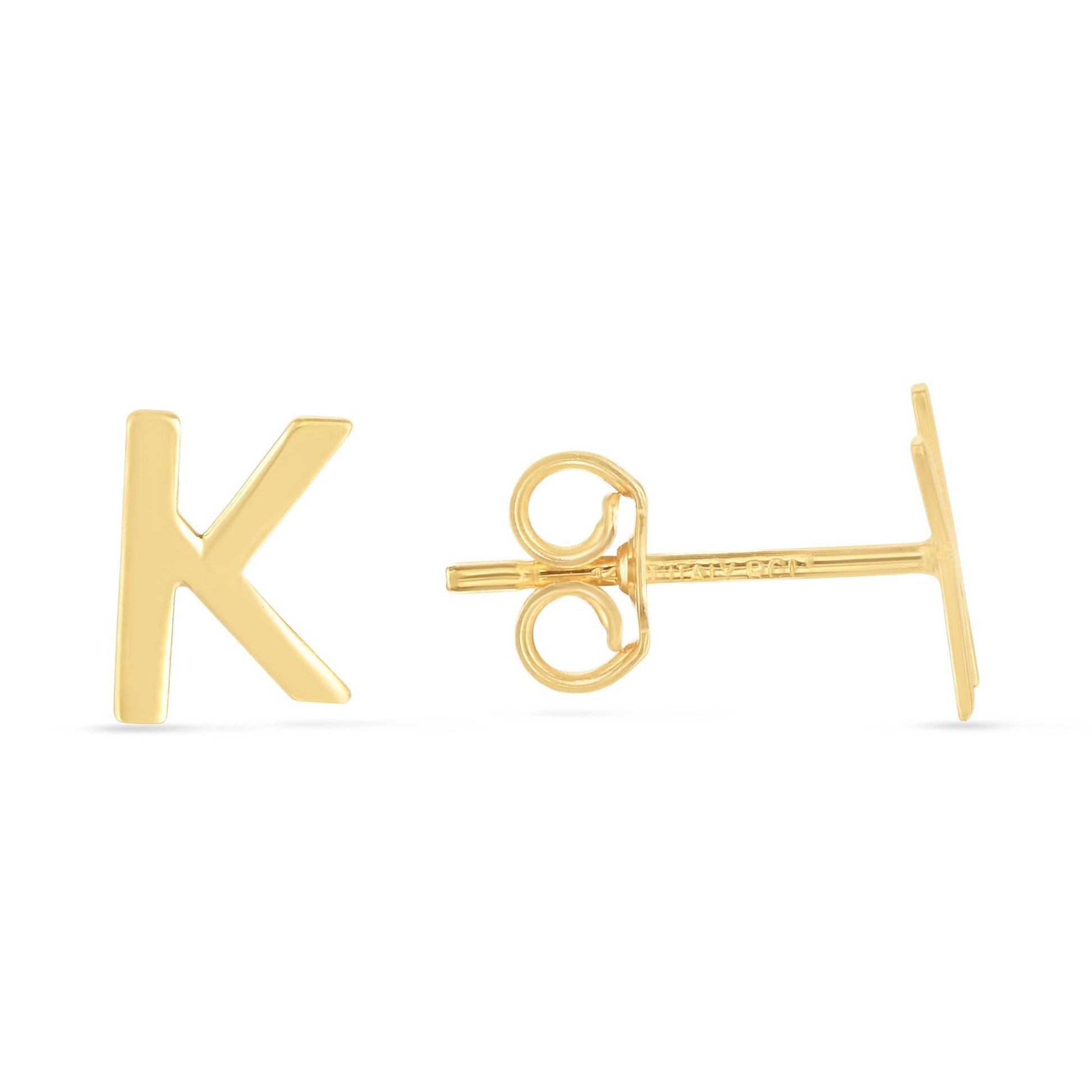 14K Gold Initial 'A Through Z' Stud Earring - Johnny Dang & Co