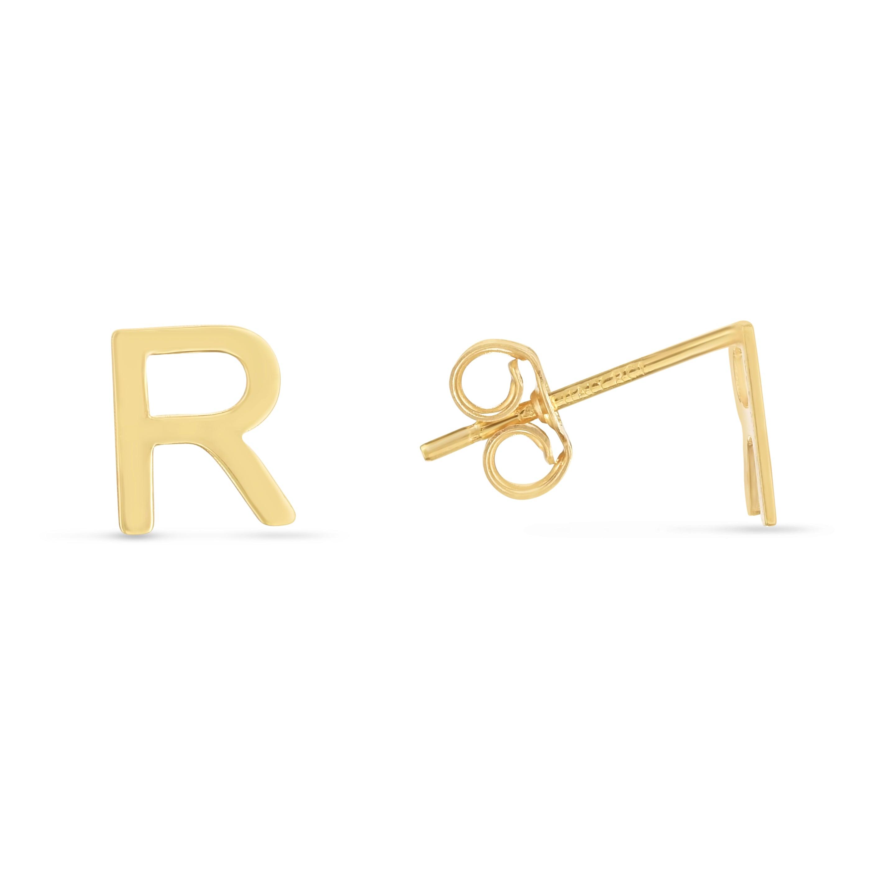 14K Gold Initial 'A Through Z' Stud Earring - Johnny Dang & Co