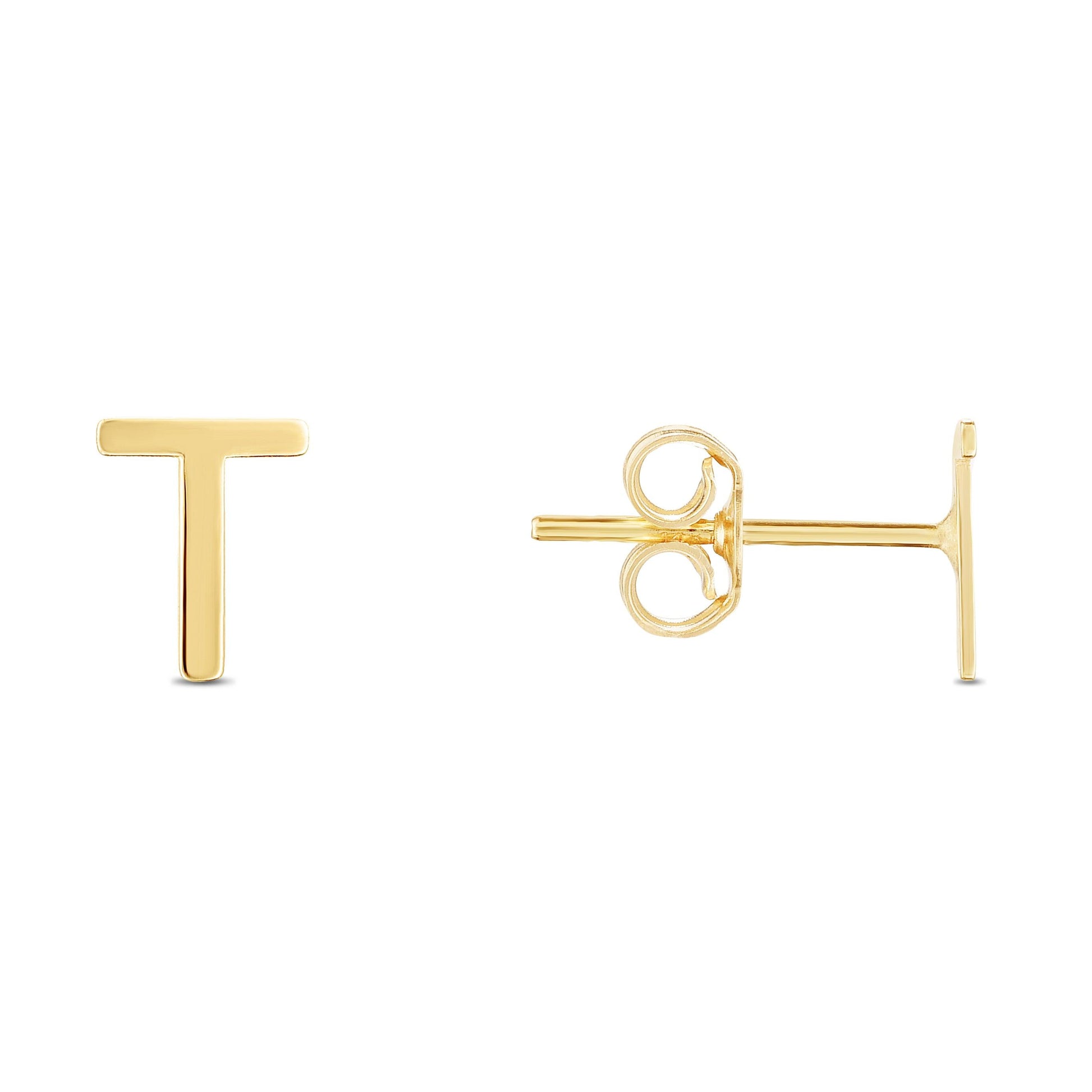 14K Gold Initial 'A Through Z' Stud Earring - Johnny Dang & Co
