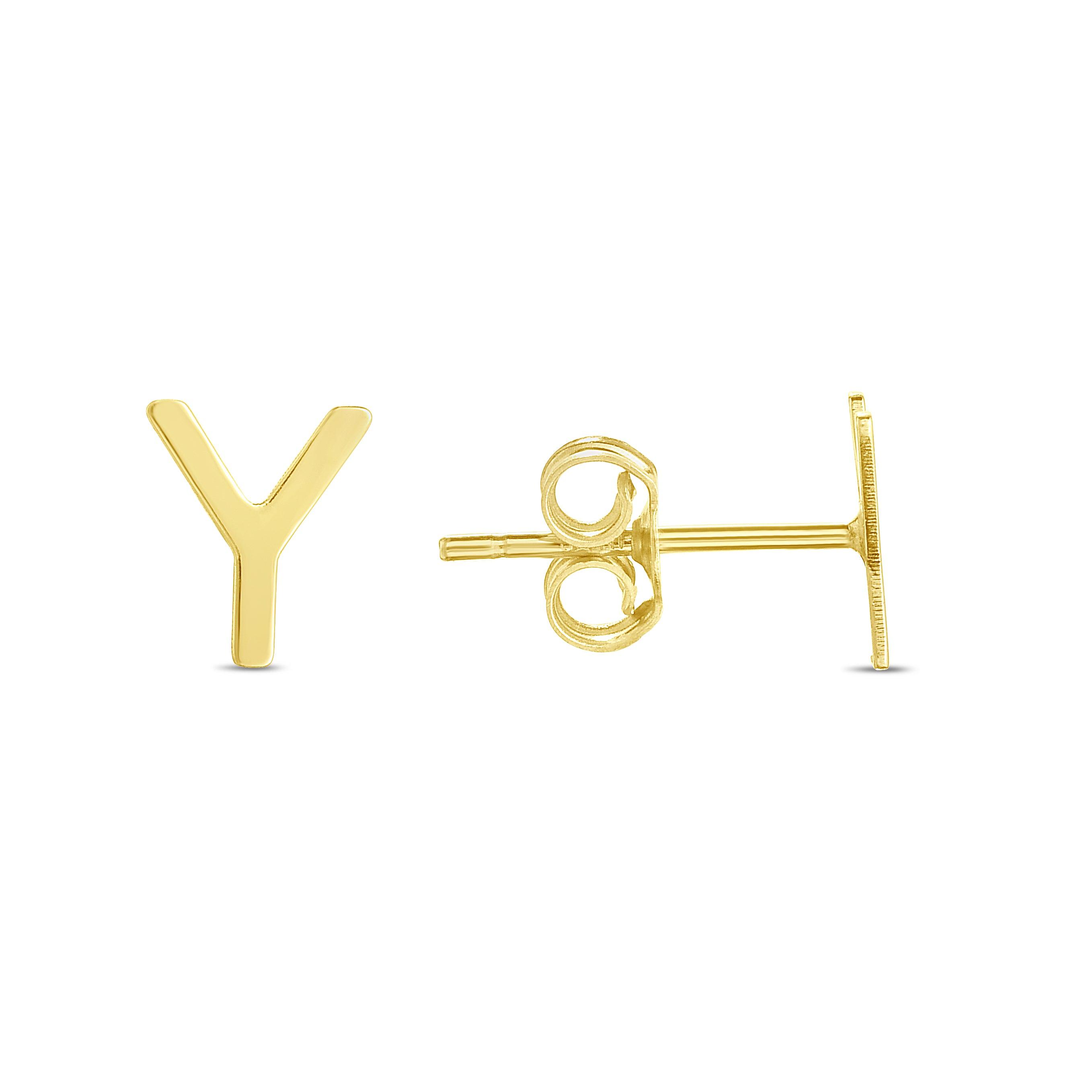 14K Gold Initial 'A Through Z' Stud Earring - Johnny Dang & Co