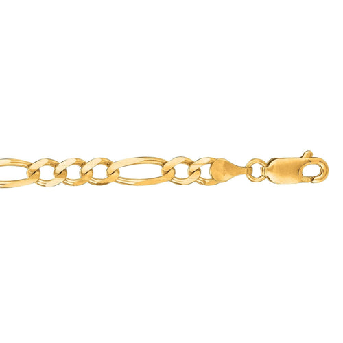 10K Gold 3mm Solid Figaro Chain