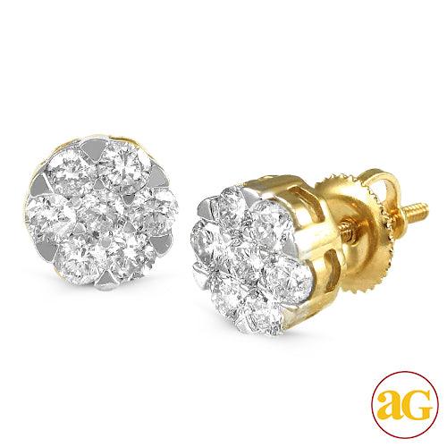 14KY 1.00CTW DIAMOND V-PRONG FLOWER EARRINGS - Johnny Dang & Co