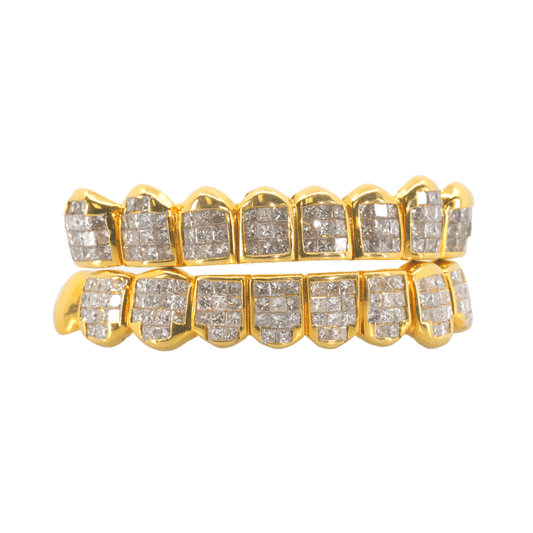 10k Flawless Princess Cut Diamond Invisible Set Grillz - Johnny Dang & Co