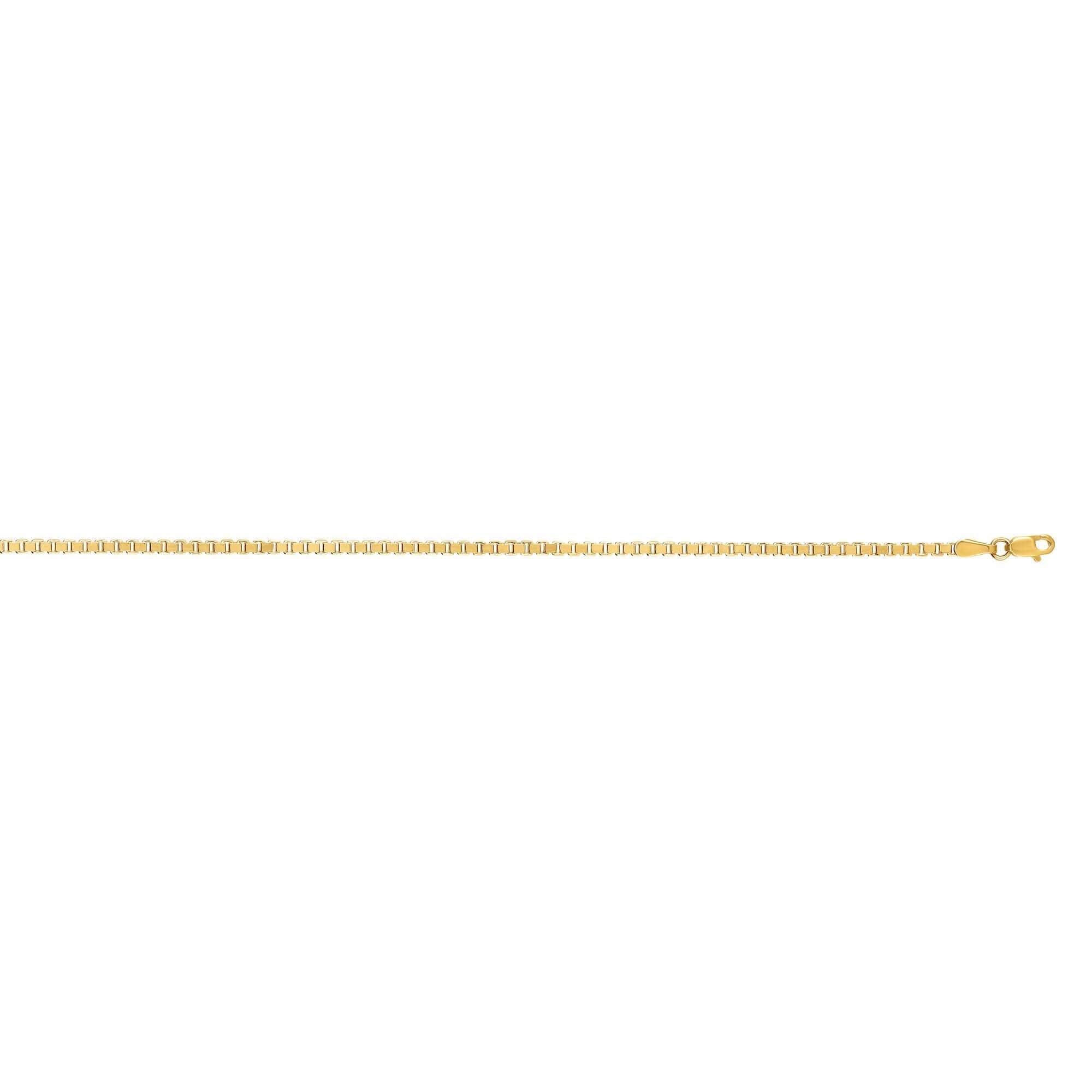 14kt Gold 20 inches Yellow Finish 1.9mm Shiny Square Hollow Classic Box Chain with Lobster Clasp - Johnny Dang & Co