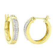 14KY 1.00CTW DIAMOND TWO ROW PRINCESS CUT HOOP - Johnny Dang & Co