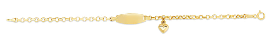 Kids 14K Gold Children's Dangling Heart ID Bracelet - Johnny Dang & Co