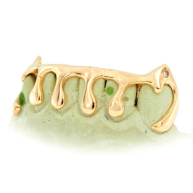 JDWR-53B-6 Piece Diamond Dripping Gold Grill