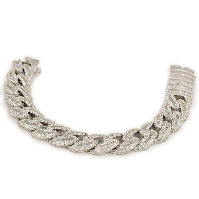 JDB1013 - Silver Baguette Cuban Bracelet - Johnny Dang & Co