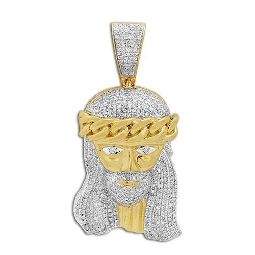 10KY 1.10CTW DIAMOND MIAMI CUBAN JESUS PENDANT - Johnny Dang & Co