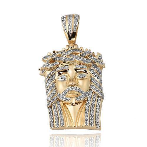 10KY 0.40CTW DIAMOND JESUS PENDANT - Johnny Dang & Co