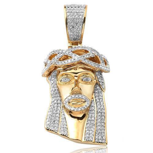 10KY 0.50CTW DIAMOND JESUS PENDANT [ROUNDED BAIL] - Johnny Dang & Co