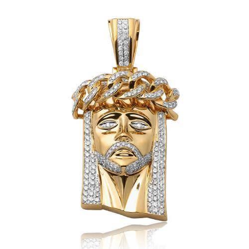 14KY 7.50CTW DIAMOND MIAMI CUBAN JESUS HEAD - Johnny Dang & Co