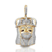 10KY 2.00CTW DIAMOND JESUS PENDANT - PUFFED CROWN - Johnny Dang & Co