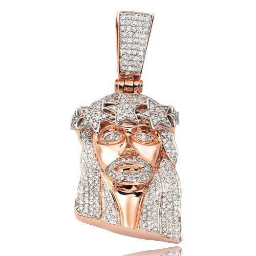 10KR 2.10CTW DIAMOND JESUS HEAD PENDANT - STAR CRO - Johnny Dang & Co