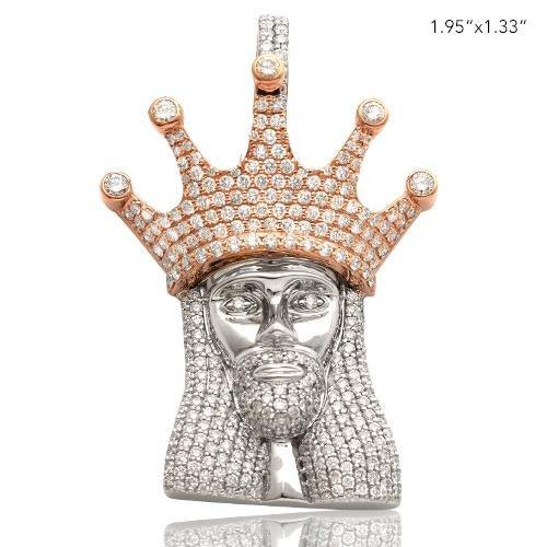 14KW+R 3.90CTW DIAMOND KING JESUS PENDANT - Johnny Dang & Co