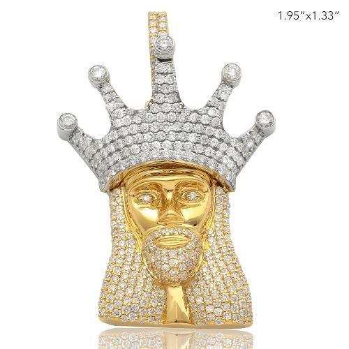 14KY+W 3.90CTW DIAMOND KING JESUS PENDANT - Johnny Dang & Co