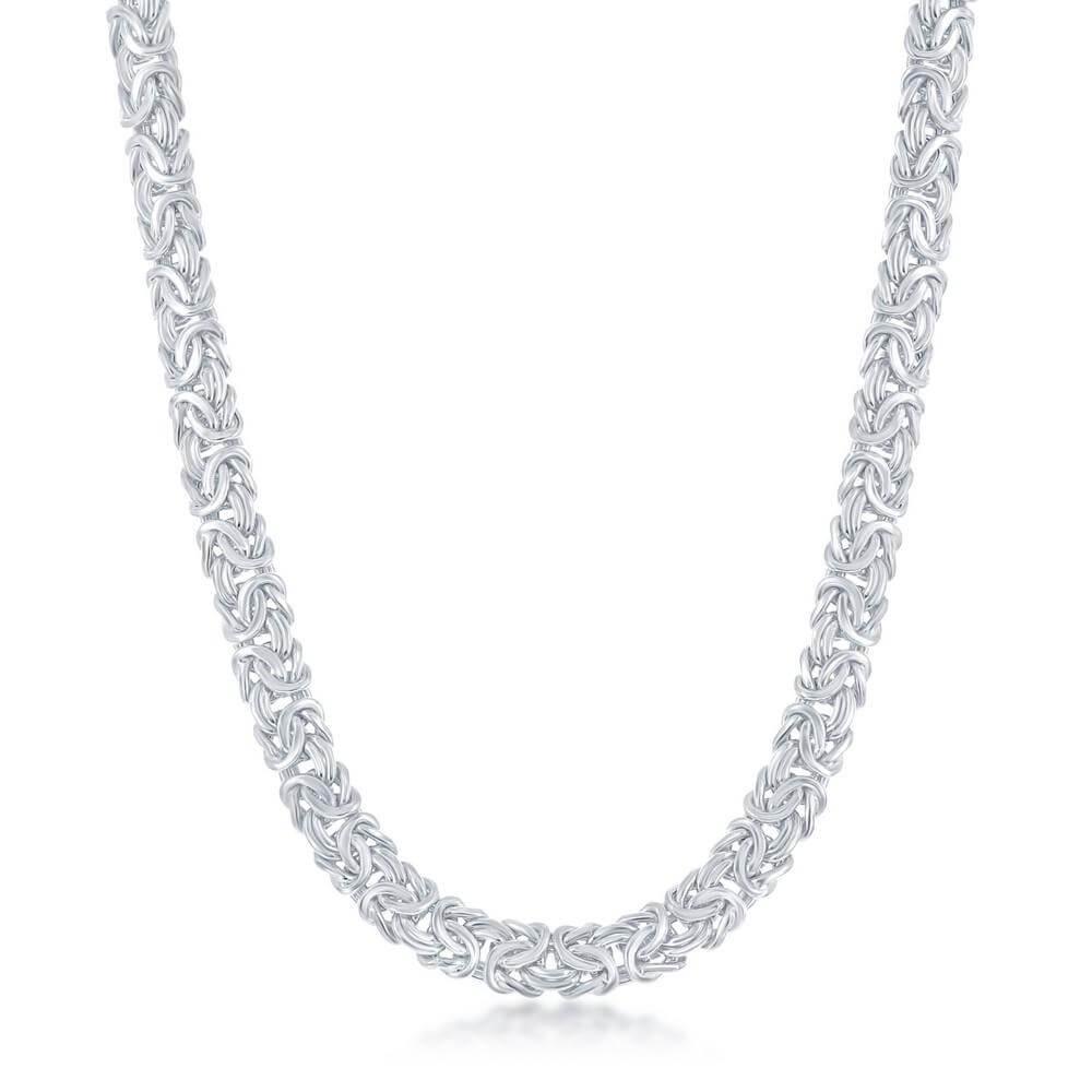 Sterling Silver Classic Byzantine Necklace - Rhodium Plated - Johnny Dang & Co