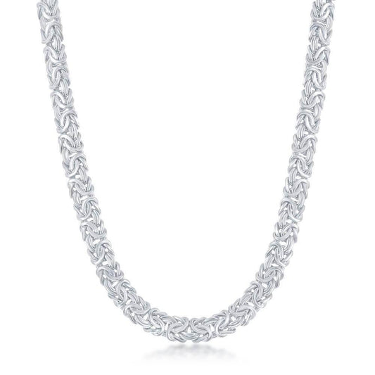 Sterling Silver Classic Byzantine Necklace - Rhodium Plated - Johnny Dang & Co
