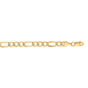 14kt 18 inches Yellow Gold 4.6mm Diamond Cut Alternate 3+1 Figaro Lite Chain with Lob ster Clasp - Johnny Dang & Co
