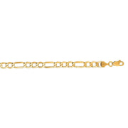 14kt 18 inches Yellow Gold 5.4mm Diamond Cut Alternate 3+1 Figaro Lite Chain with Lob ster Clasp - Johnny Dang & Co