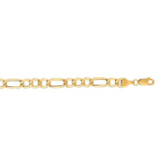 14kt 18 inches Yellow Gold 6.5mm Diamond Cut Alternate 3+1 Figaro Lite Chain with Lob ster Clasp - Johnny Dang & Co