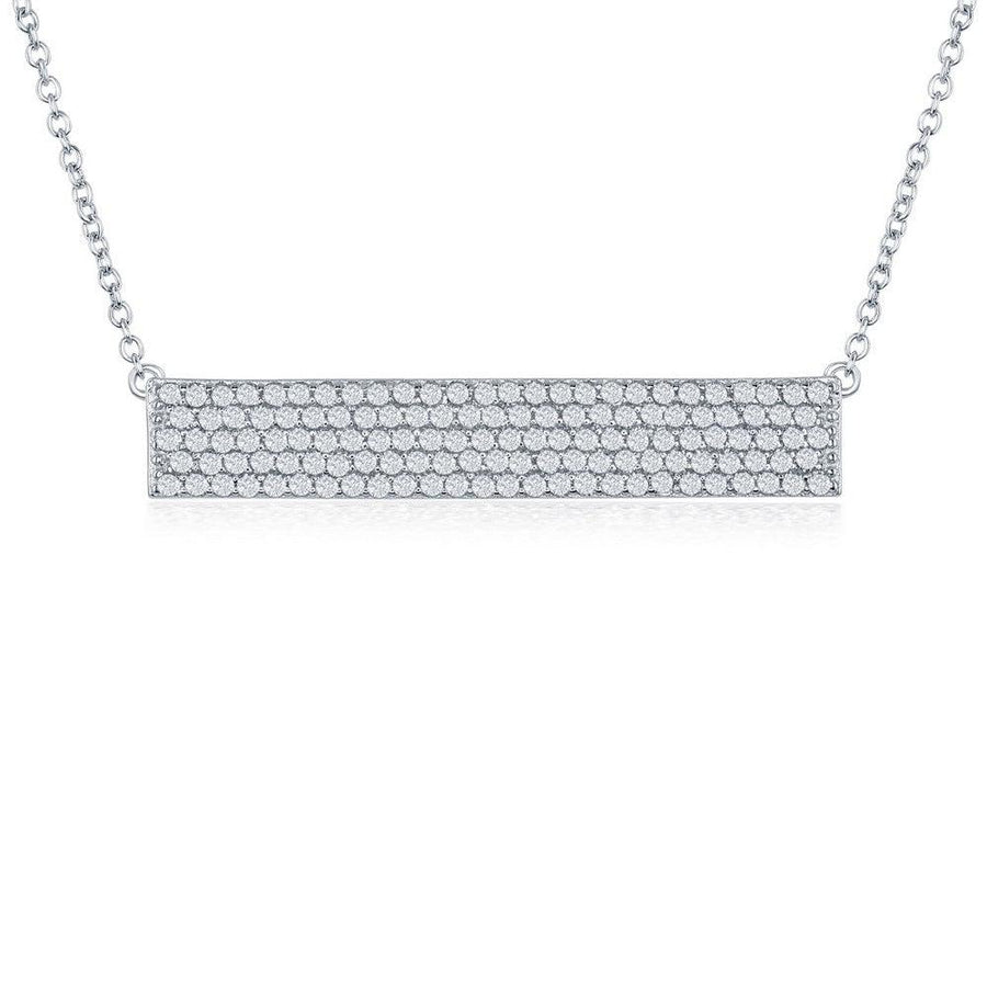 Sterling Silver CZ Bar Necklace - Johnny Dang & Co
