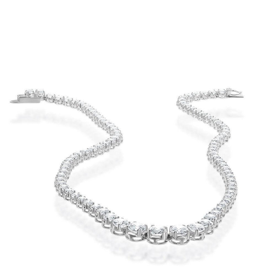 Sterling Silver Prong Set Graduating CZ Tennis Necklace 18