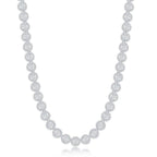 Sterling Silver Round Halo Cubic Zirconia Tennis Necklace - Johnny Dang & Co