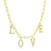 Sterling Silver CZ 'LOVE' Paperclip Necklace - Gold Plated - Johnny Dang & Co