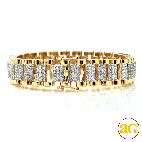 10KY 4.10CTW MICROPAVE DIAMOND ROLEX LINK MENS - Johnny Dang & Co