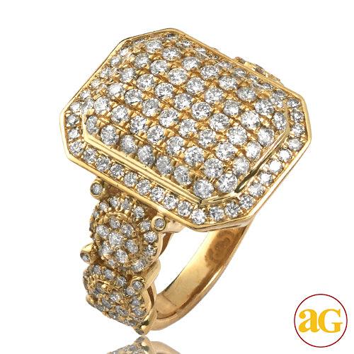 14KY 2.75CTW DIAMOND DOMED RECTAGNLE MENS RING - Johnny Dang & Co