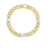 14kt 8.5 inches Yellow+White Gold 7mm Diamond Cut+Shiny 6+1 Curb-Mariner Link Fancy Bracelet with Lobster C lasp - Johnny Dang & Co