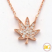 14KR 0.15CTW DIAMOND HERBAL MEDECINE LEAF NECKLACE - Johnny Dang & Co