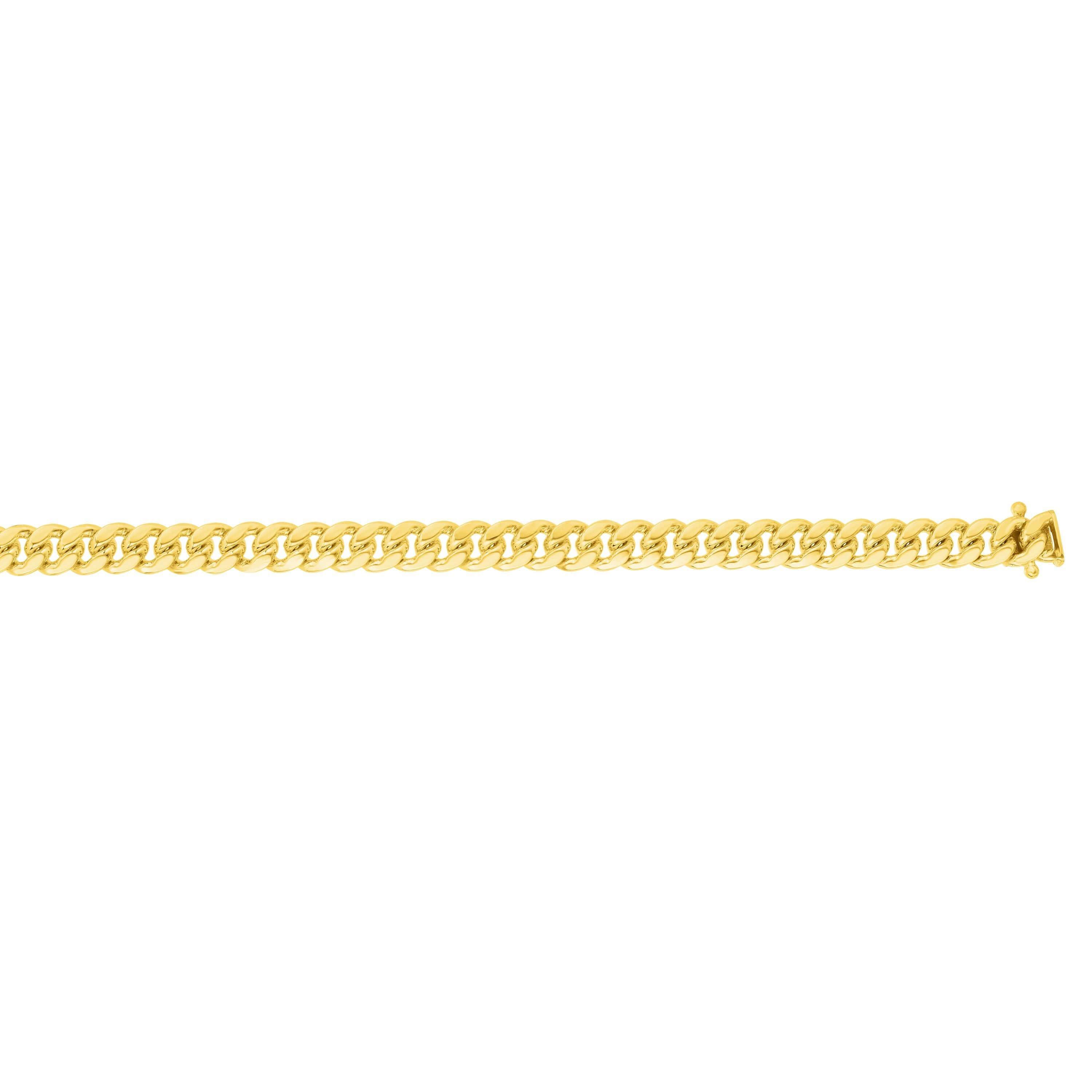14kt Gold 8.75 inches Yellow Finish 9.2mm Polished New Miami Cuban Bracelet with Box Clasp - Johnny Dang & Co