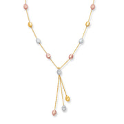 14K Tri-color Gold Polished & Satin Alternating Pebble Anklet - Johnny Dang & Co