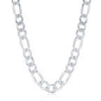 Sterling Silver 7.5mm Figaro Chain - Rhodium Plated - Johnny Dang & Co